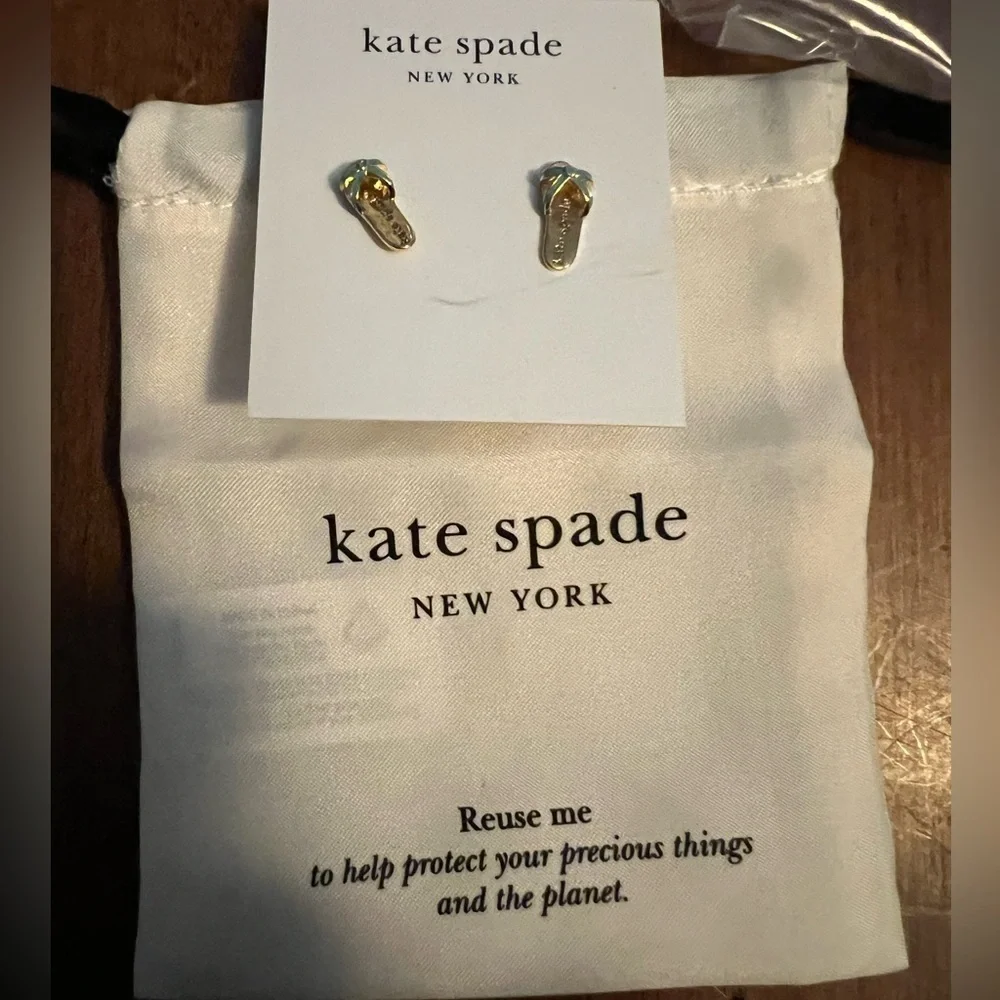 VACAY VIBE::Kate Spade New York Away We Go Flip Flop Thong Stud Earrings::NWT::